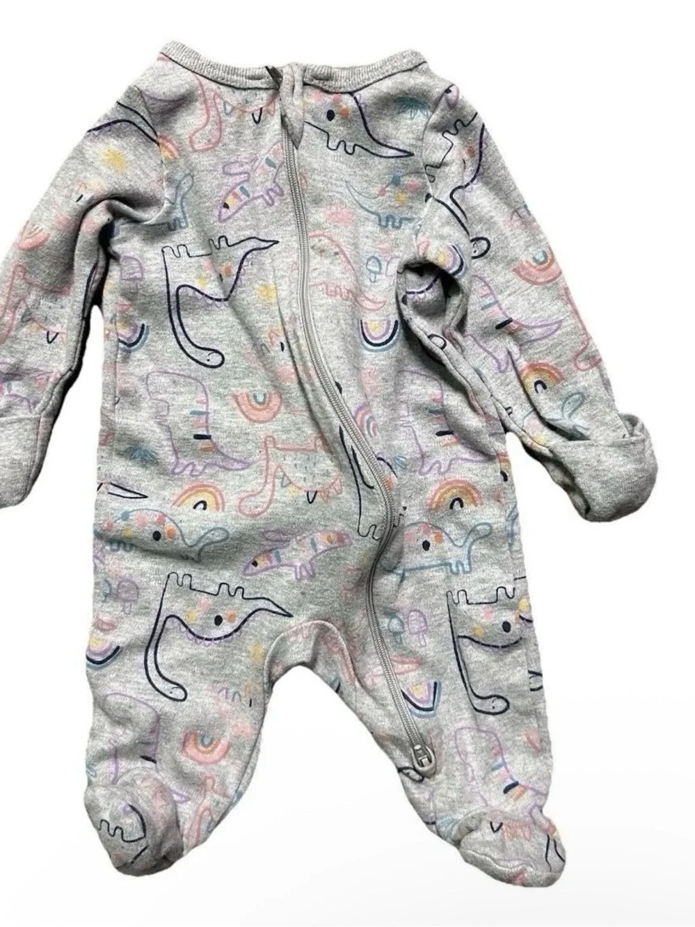 Baby Footie Pajamas Nike Two Way Zipper Size Newborn Fold Over Mittens